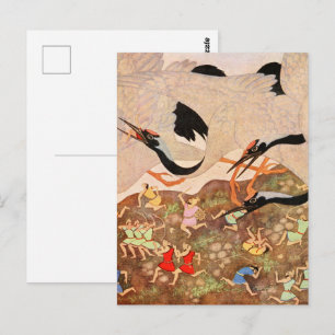 Postal Póster de Aves Gigantes del Art Nouveau de la Edad
