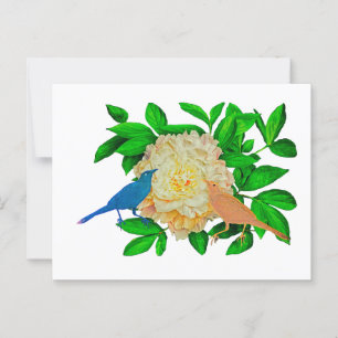 Postal Poster de Aves y Flores