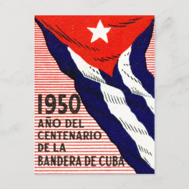 Postal poster de Bandera Cubana de 1950 (Anverso)
