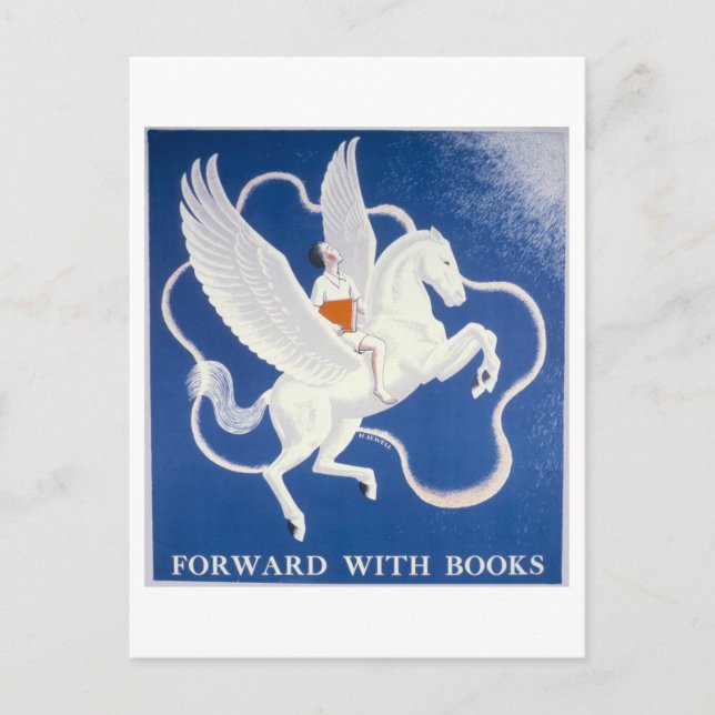 Postal Poster de biblioteca "Adelante con Libros" (Anverso)