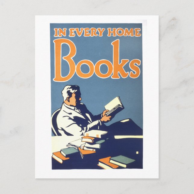Postal Poster de biblioteca "In Every Home, Books" (Anverso)