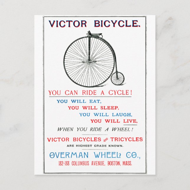 Postal poster de bicicletas 1880 (Anverso)