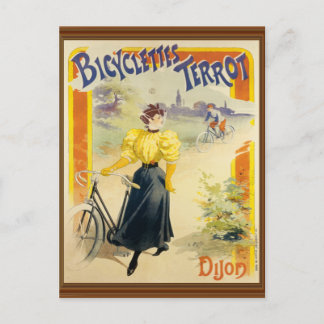 Postal Poster de bicicletas francés de época marco de mad