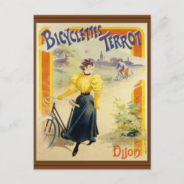 Postal Poster de bicicletas francés de época marco de mad (Anverso)
