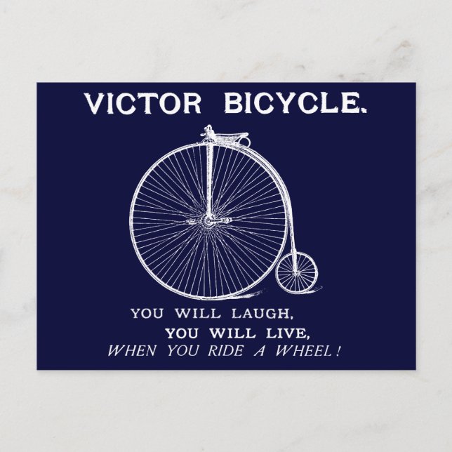 Postal poster de bicicletas Victor 1880, blanco (Anverso)