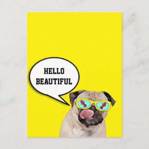 Postal Póster de boca de incendio con amor por Pug