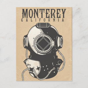 Postal Póster de buceo vintage a Monterey California EE. 