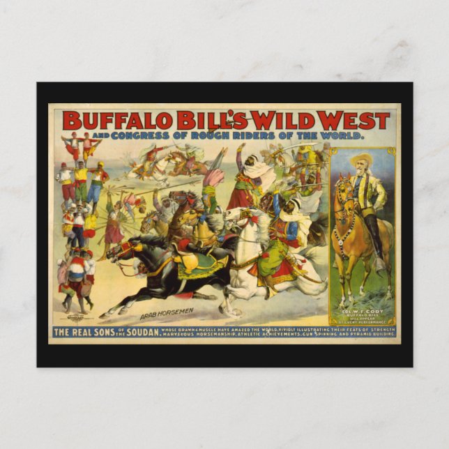 Postal Poster de Búfalo Bill's Wild West Cowboys (Anverso)