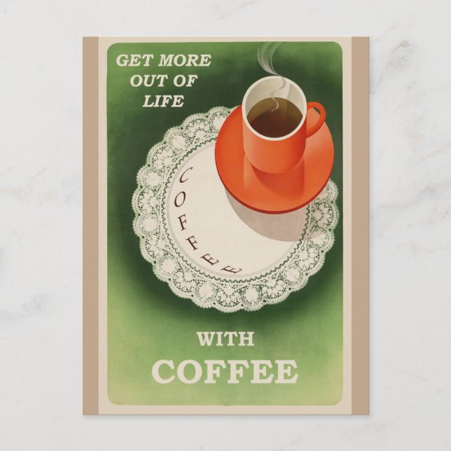Postal Poster de café de época retro (Anverso)