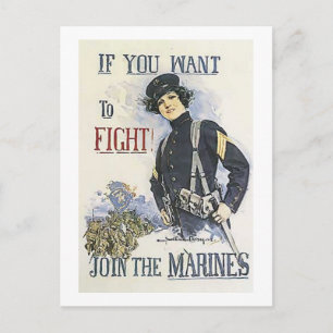 Postal Poster de captación de marines de vintage para muj