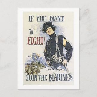 Postal Poster de captación de marines de vintage para muj