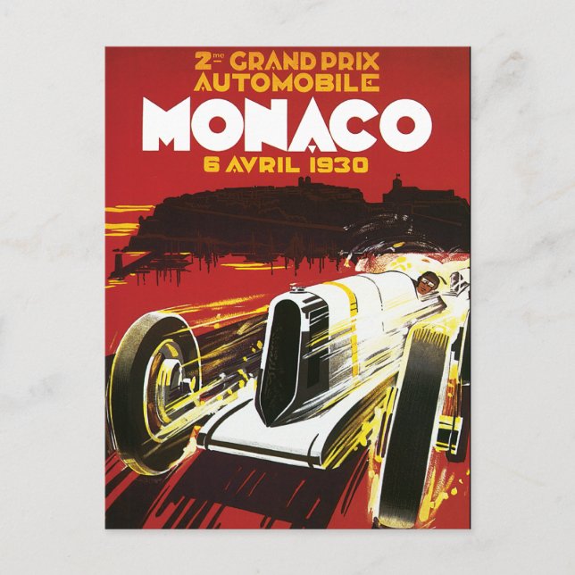 Postal Poster de Carrera de Viaje de Mónaco (Anverso)