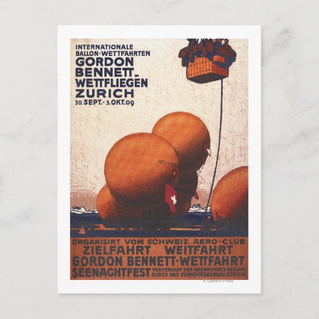 Postal Poster de carreras de globos aerostáticos Gordon B (Anverso)