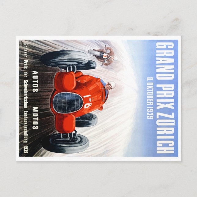 Postal Póster de carreras del Gran Premio de Zúrich de 19 (Anverso)