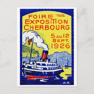 Postal poster de Cherburgo Francia 1926