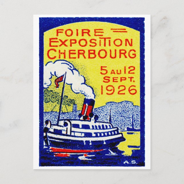 Postal poster de Cherburgo Francia 1926 (Anverso)