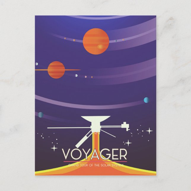 Postal Poster de Ciencia de Voyager Grand Tour (Anverso)