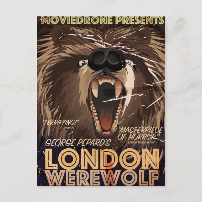 Postal Poster de cine Werewolf Vintage de Londres (Anverso)