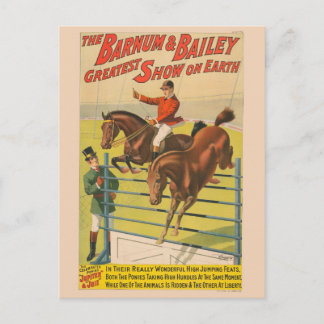 Postal Poster De Circo De 2 Ponis Saltando Sobre Un Obstá