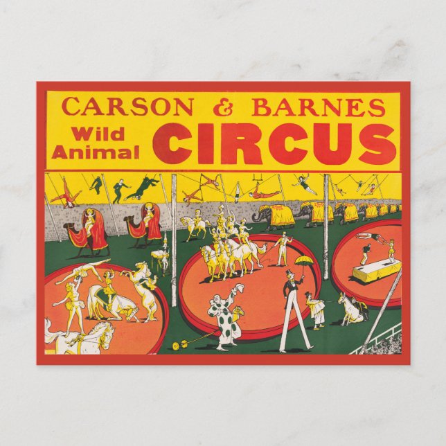Postal Poster de circo de animales salvajes (Anverso)