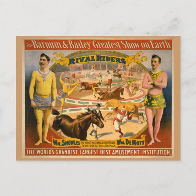 Postal Poster de circo de Barnum y Bailey (Anverso)