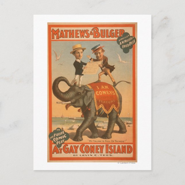 Postal poster de comedia musical de "gay Coney Island" #3 (Anverso)