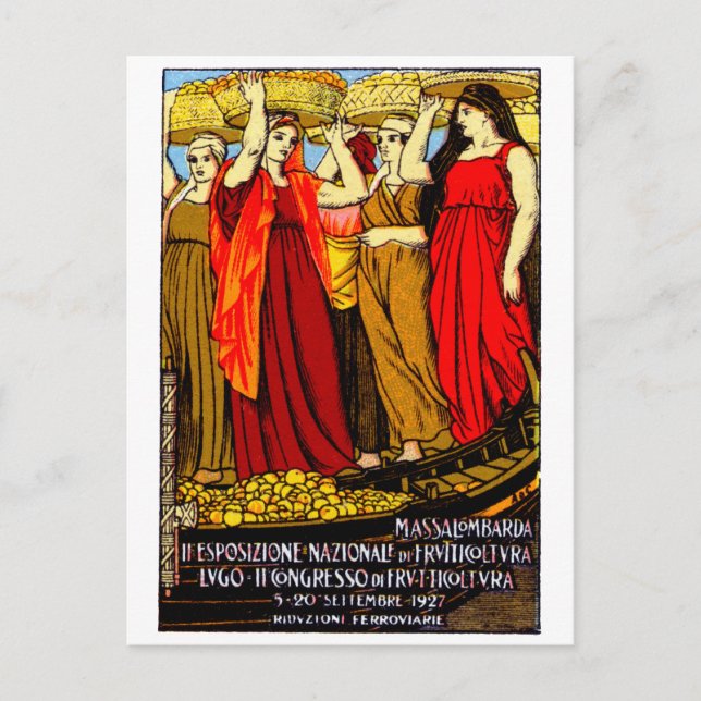 Postal poster de Cultivadores de Frutas de Italia de 1927 (Anverso)