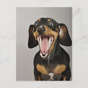 Postal Poster de cumpleaños de Dachshund Yawning Dachshun