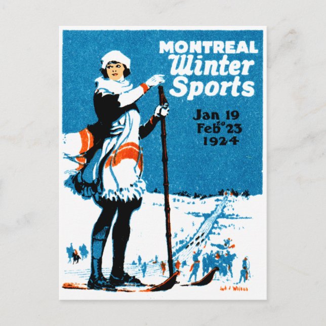Postal poster de Deportes de Invierno de Montreal 1924 (Anverso)