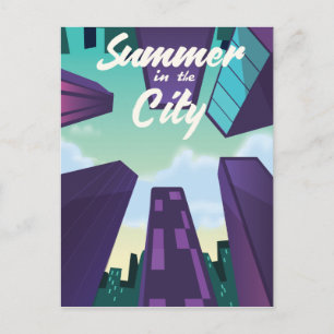 Postal Póster de dibujos animados del paisaje urbano de V