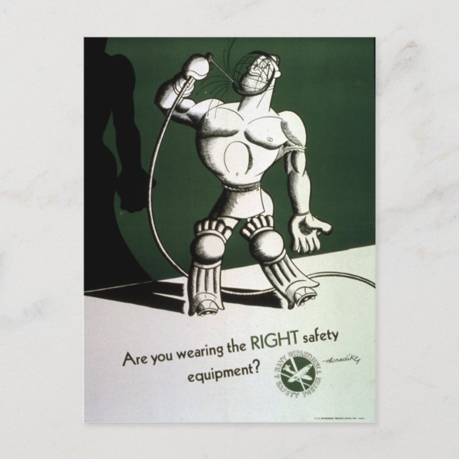 Postal Poster de equipo de seguridad de la Segunda Guerra (Anverso)