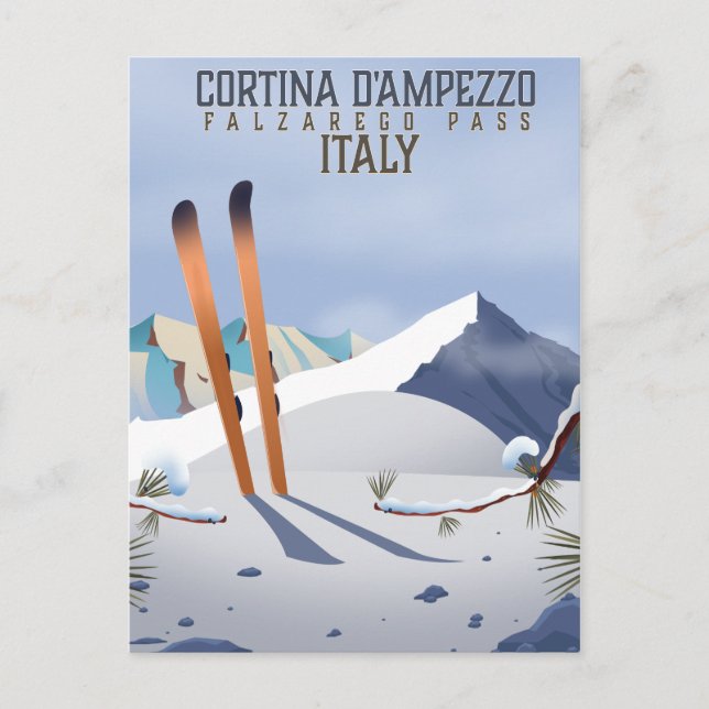 Postal Poster de esquí Cortina d'Ampezzo Italia Imprimir (Anverso)
