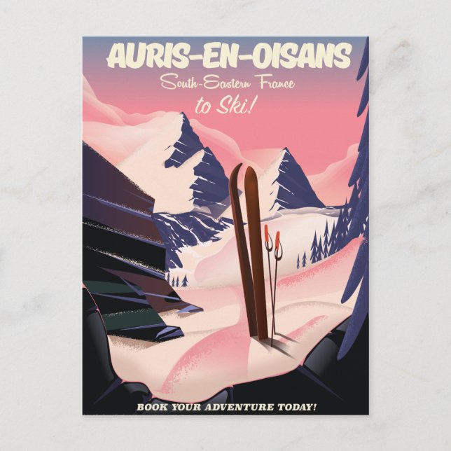 Postal Poster de esquí de AURIS-EN-OISANS Francia (Anverso)