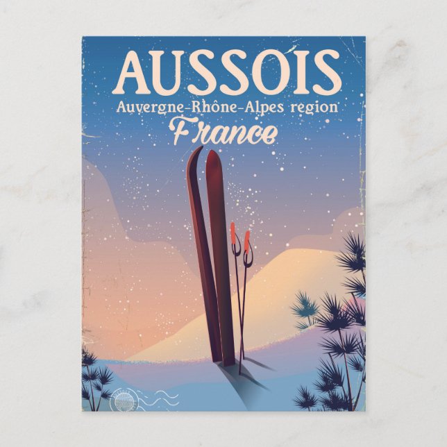 Postal Poster de esquí de Aussois Auvergne-Rhône-Alpes Fr (Anverso)