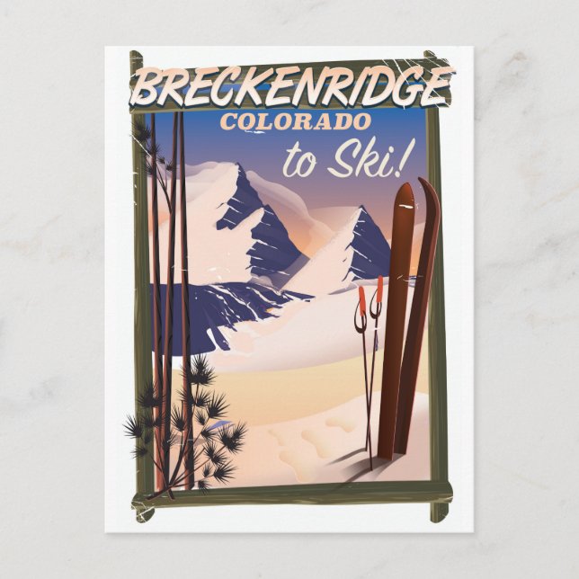 Postal Poster de esquí de Breckenridge, Colorado (Anverso)