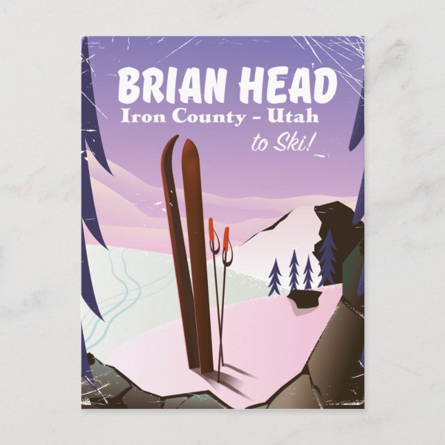 Postal Póster de esquí de Brian Head, condado de Iron Uta (Anverso)