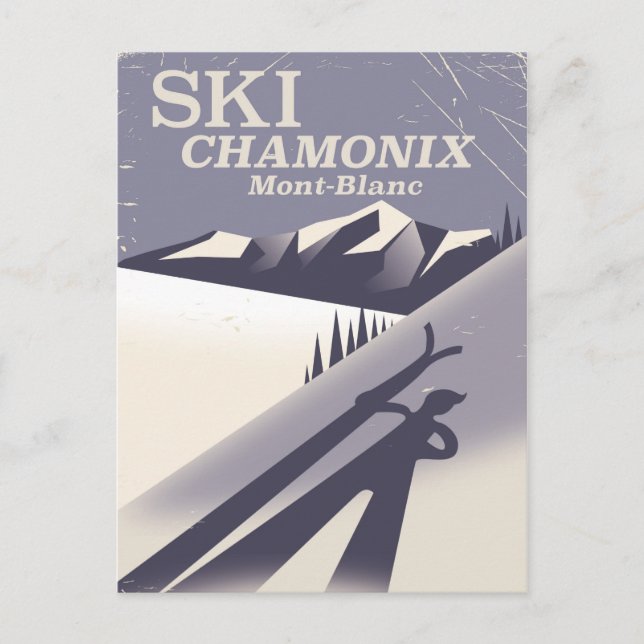 Postal Poster de esquí de cosecha Chamonix-Mont-Blanc (Anverso)