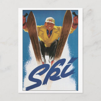 Postal Poster de esquí de época