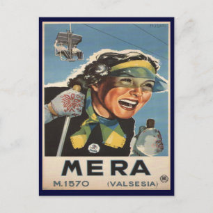 Postal Poster de esquí de época, Mera