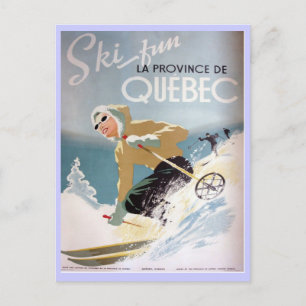 Postal Poster de esquí de época, Quebec