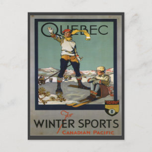 Postal Poster de esquí de época, Quebec