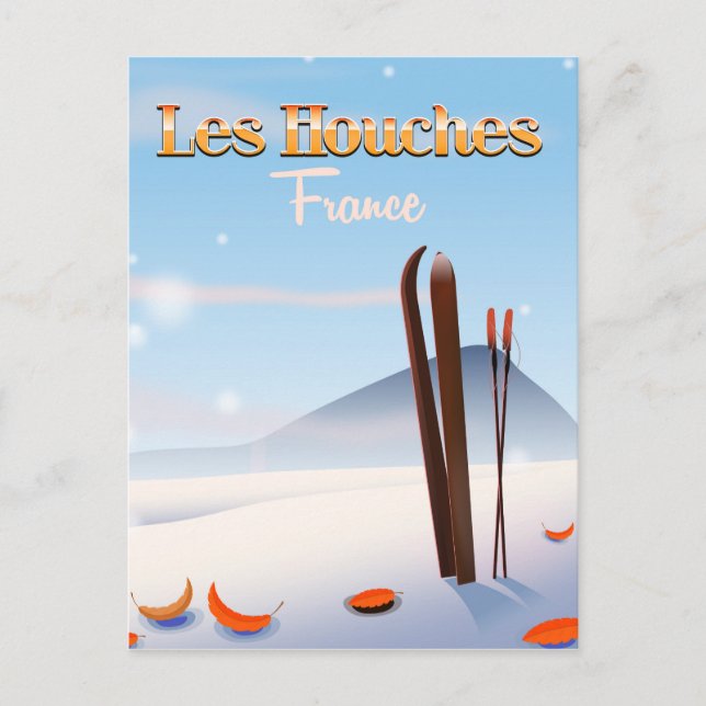 Postal Poster de esquí de Les Houches France (Anverso)