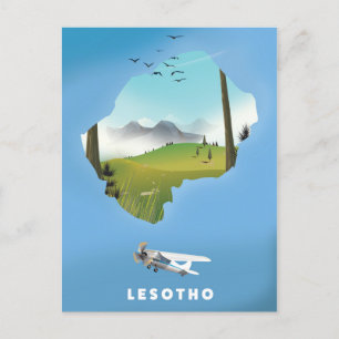 Postal póster de esquí de Lesoto Sudáfrica