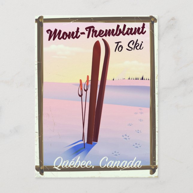 Postal Póster de esquí de Mont-Tremblant Québec. (Anverso)
