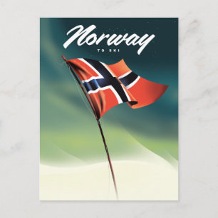 Postal Poster de esquí de Noruega