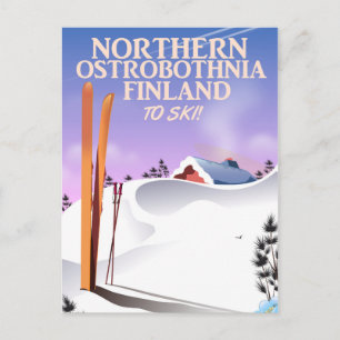 Postal Póster de esquí de Ostrobotnia del Norte Finlandia