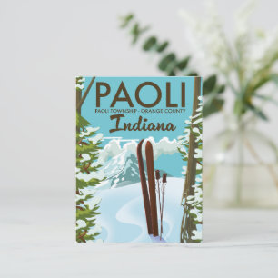 Postal Poster de esquí de Paoli Naranja County Indiana