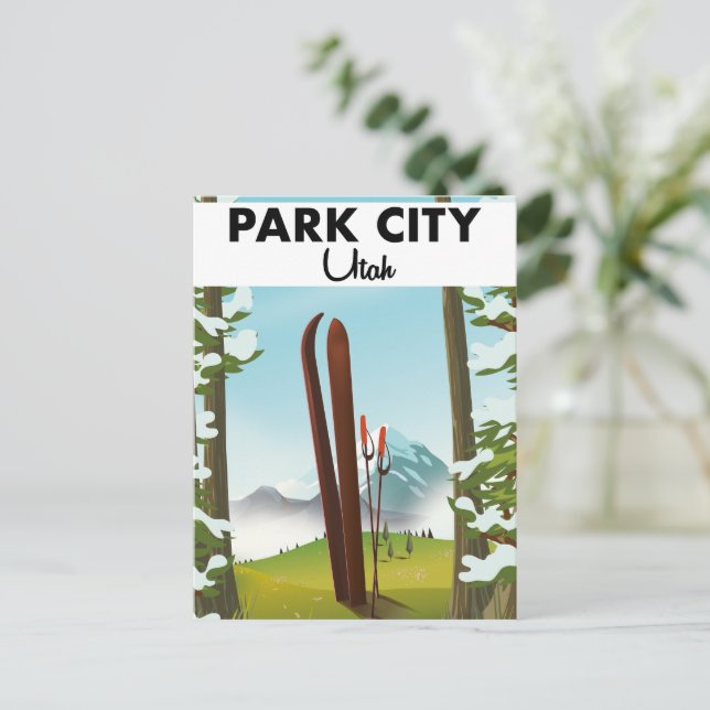 Postal Poster de esquí de Park City Utah (Anverso de pie)