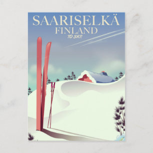Postal Poster de esquí de Saariselkä Finlandia