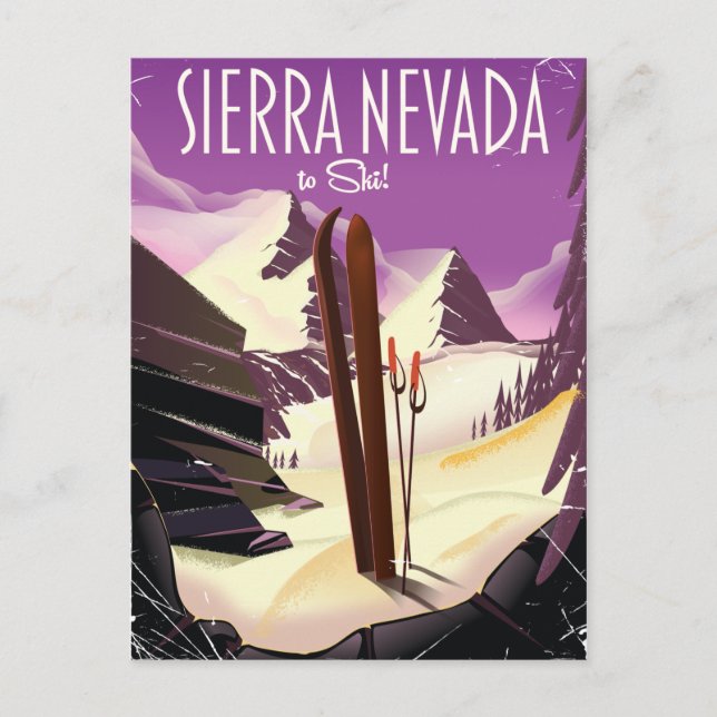 Postal Poster de esquí de Sierra Nevada (Anverso)